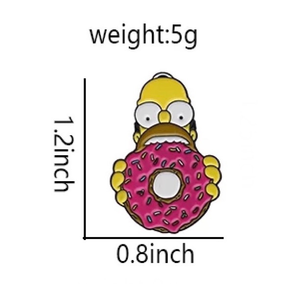 6/$30 Homer Simpson Eating Pink Donut Enamel Pin - Picture 2 of 2